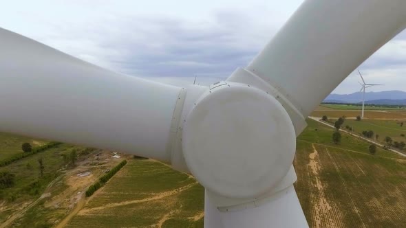 Wind Turbine From Aerial View