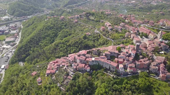 Vezzano Ligure Comune In Province Of La Spezia Liguria Italy  Aerial Drone (Orbiting)