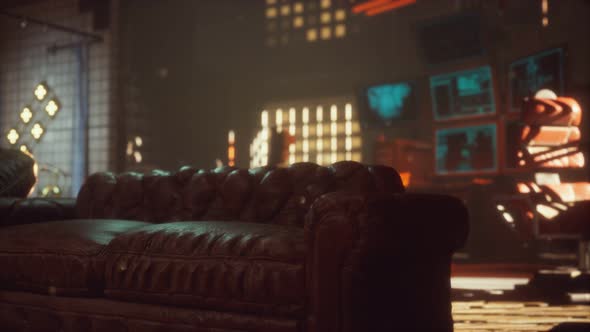 Sci Fi Futuristic Interior with Neon Lights alt