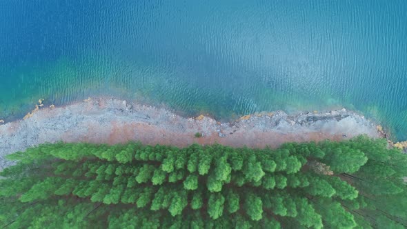 Aerial view lake or pond Amazing view of beautiful fresh and virgin nature in sunny