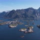 Flight above sea and view on the Henningsvaer fishing village Lofoten Islands,Norway - VideoHive Item for Sale