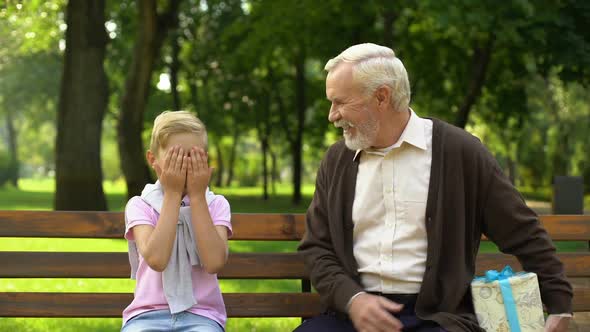 Granddad Gives Birthday Present to Grandson, Dreams Come True, Child Happiness