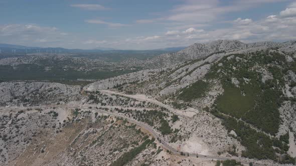 Fascinating View From a Height of the Road Junction in the Mountains of Croatia