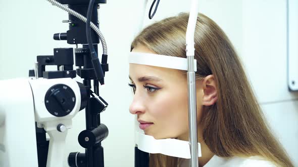 New medical device checking patient's eyes. 