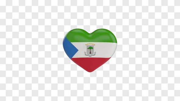 Equatorial Guinea Flag on a Rotating 3D Heart