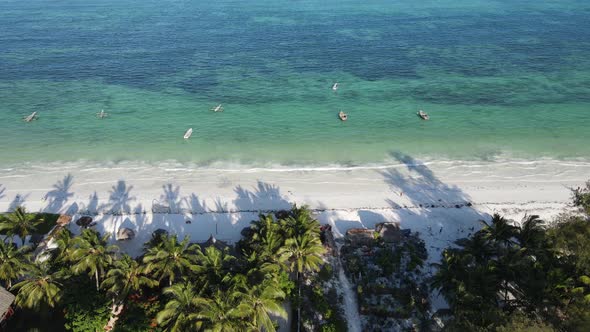 Boats in the Ocean Near the Coast of Zanzibar Tanzania