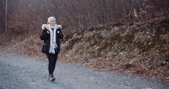 Leaisure Activities, Sport - Tourist Walking Along Mountain Trail in Mountains