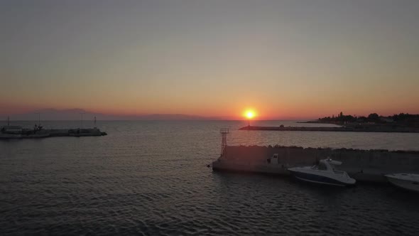  - Aerial Scene of Quay and Sea at Sunset