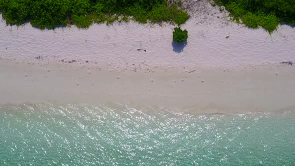 Copy space abstract of marine island beach by lagoon with sand background before sunset