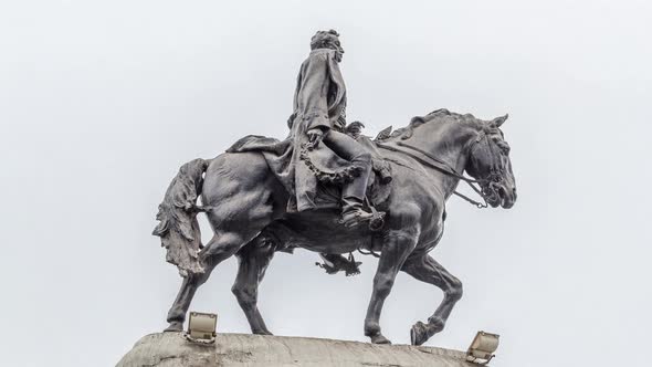 Monument to Jose De San Martin on the Plaza San Martin Timelapse Hyperlapse in Lima Peru