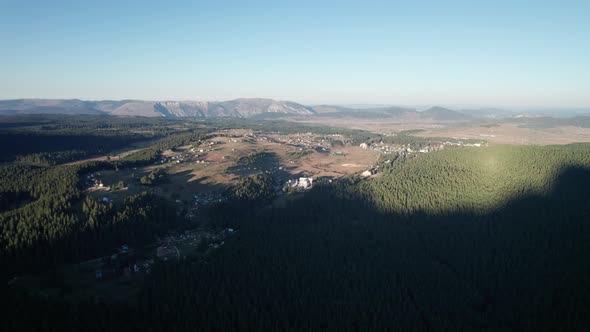 Panoramic Aerial View of Mountains and Forests of Montenegro Near the Black Lake