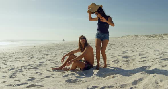 Couple having fun on the beach 