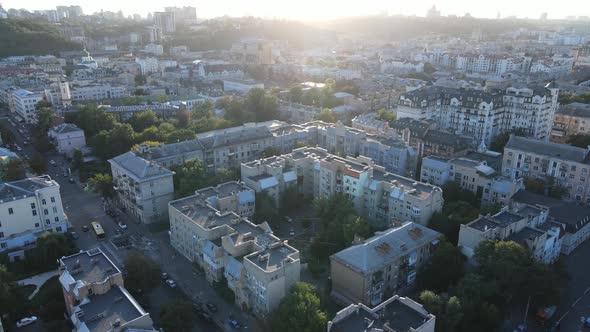 Kyiv Cityscape, Ukraine. Aerial View, Kiev. Slow Motion