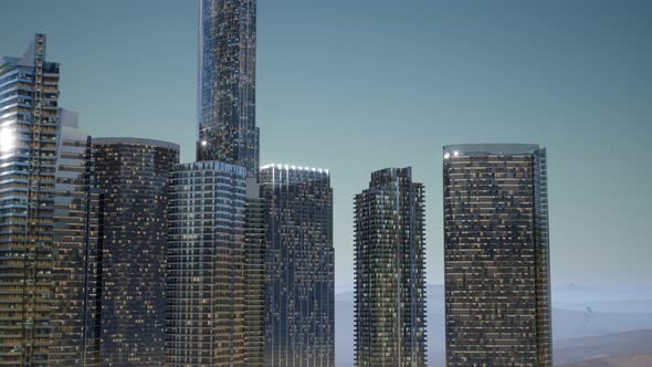 City Skyscrapers at Night in Desert alt