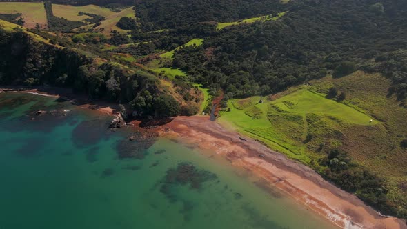 Rangihoua Bay With Marsden Cross At Purerua Peninsula In Bay of Islands, Northland, New Zealand. - a