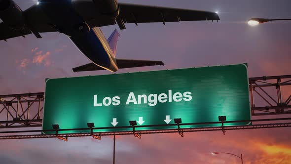 Airplane Take Off Los Angeles During a Wonderful Sunrise