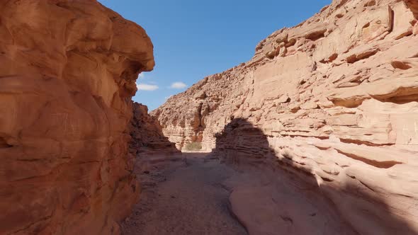 Perfect view of the stone canyon in the desert, Colored Canyon passage in Egypt