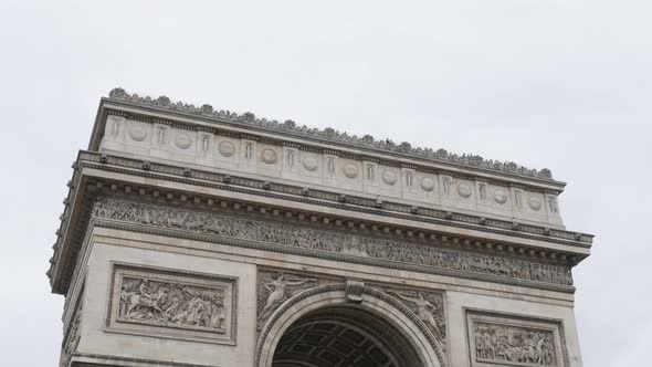 Symbol of Paris and France  Arc de Triomphe  by the day 4K 2160p UltraHD tilt footage - French Trium