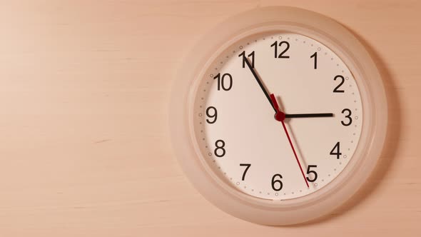 Wall Clock Showing Three Hours. Timelapse 