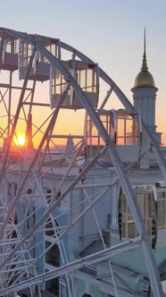 Ferris Wheel in the Morning at Sunrise in Kyiv Ukraine