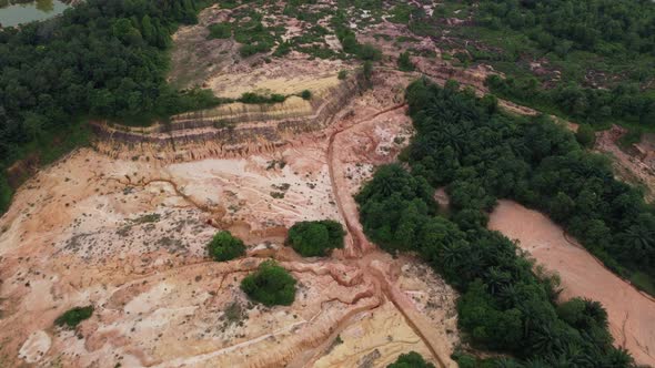 Red soil at hill area due to land clearing for housing