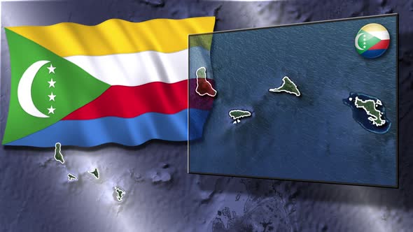 Comoros Flag And Map Animation alt
