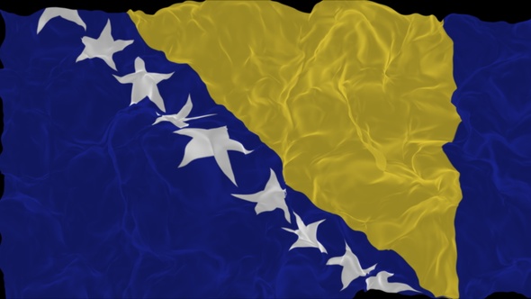 flag Bosnia and Herzegovina turns into smoke. State weakening concept a crisis, alpha channel