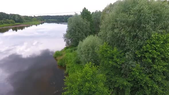 Drone Shot of Neman River in the Summer