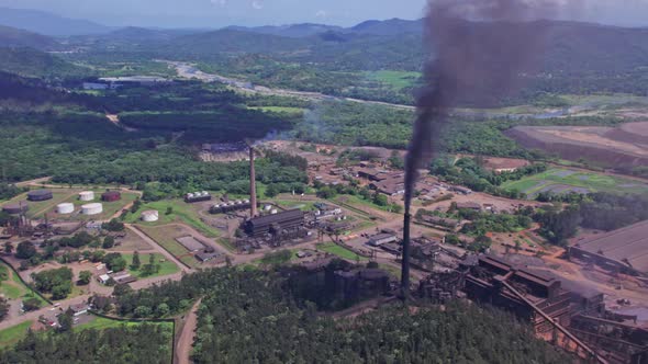 Aerial view around the Falconbridge Dominicana facility in Dominican republic - circling, drone shot