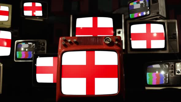 Flag of the City of Milan, Italy, and Retro TVs.