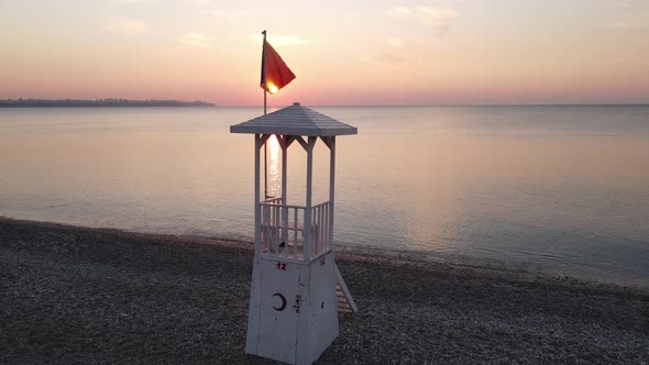 Aerial View Dawn Over Sea