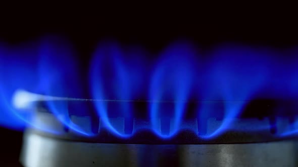 Gas blue flame. 