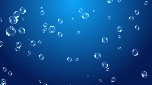 Bubble Sparkling water particle floating in air deep blue sea Green Screen.