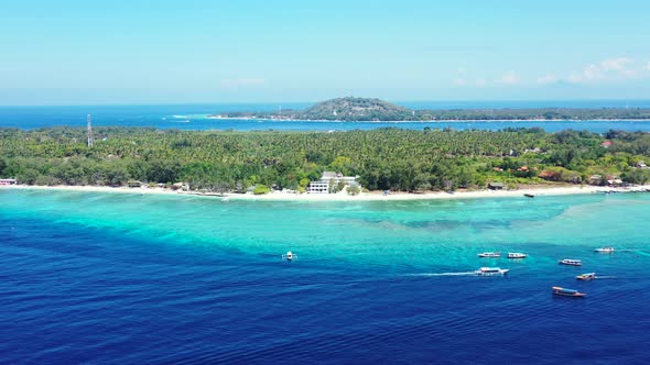 Lombok, Indonesia, Gilli islands surrounded by crystal clear turquoise sea water and deep sea ocean