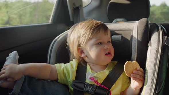 The Girl Rides in a High Chair and Plays