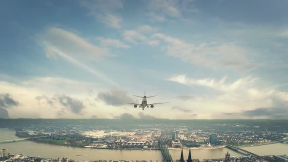 Airplane Landing Koln Germany