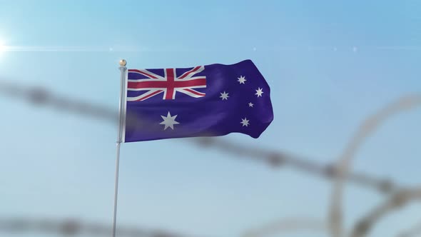 Australia  Flag Behind Border