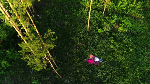 Aerial View of a Couple Lying in Wheat Field