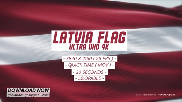 Latvia Flag - Ultra UHD 4K Loopable