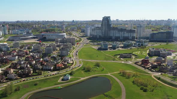 View From the Height of the Drozdy District and the Minsk Sports Complex Minsk Arena in Minsk