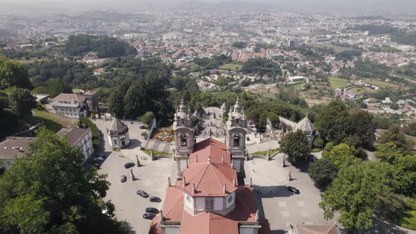 Sanctuary of Bom Jesus do Monte and reveal of Braga cityscape.