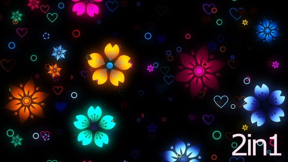 Glowing Flowers Hearts Vj Loop Background Hd alt