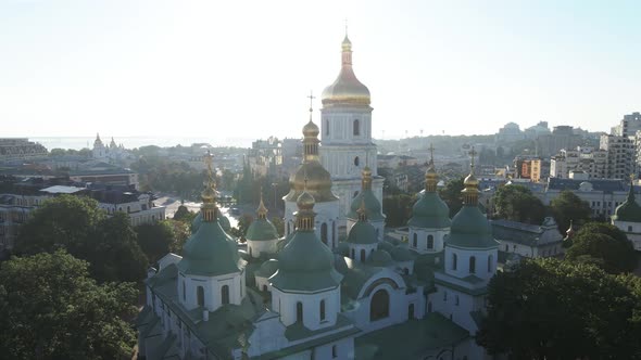 St. Sophia Church in the Morning at Dawn. Kyiv. Ukraine. Aerial View