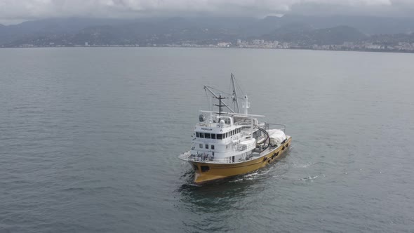 Trabzon City Sea And Boat Aerial View 2