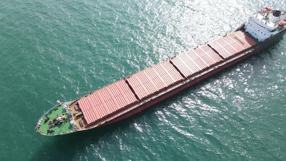 Aerial View of Cargo Ship