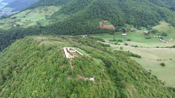 Aerial view of Bosnian pyramids with Visoko village in the valley