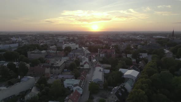 Drone view of old town Lund, Sweden