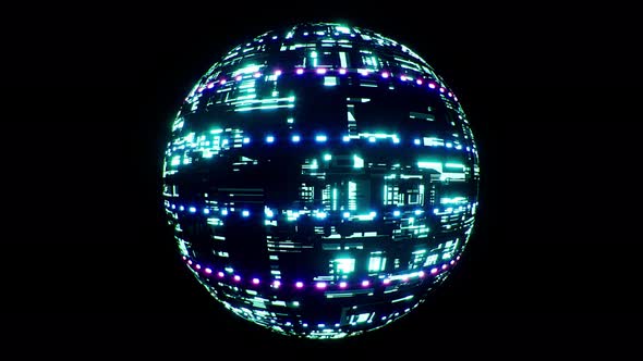 Fast Blinking Neon Light Belt Sci Fi Pattern Sphere 4K