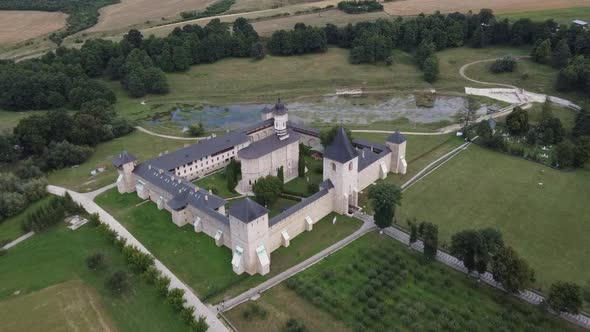 Fortified Monastery Dragomirna Aerial View In Romania