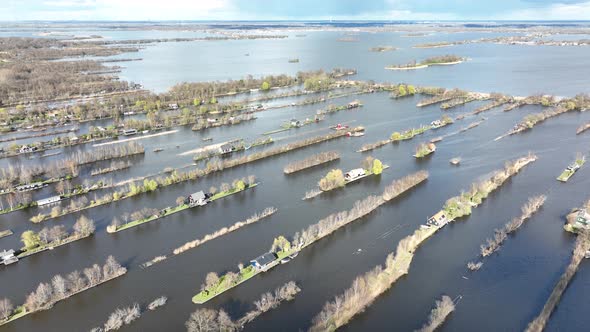 Loosdrechtse Plassen Harbour Waterway Canals and Cultivated Ditch Nature Near Vinkeveen Utrecht